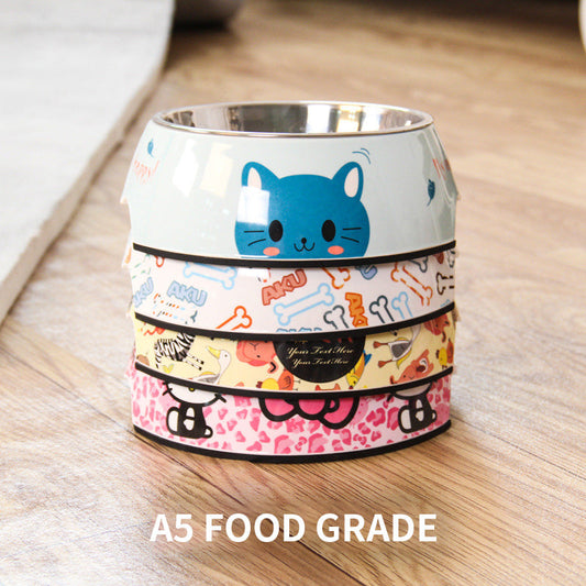 KFX-7478077 Detachable Food Grade Stainless Steel and Melamine Pet Dog Bowl, Durable and Beautiful Design
