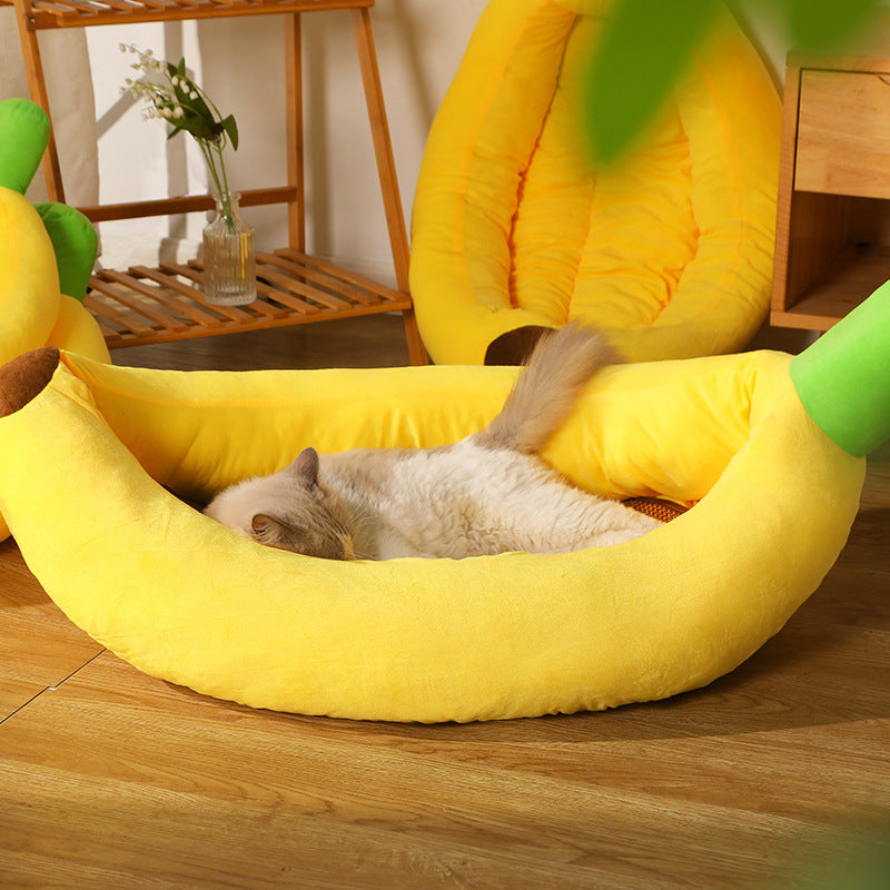 KFX-7481917 Cozy Removable and Washable Banana Nest Cushion Mat for Cats