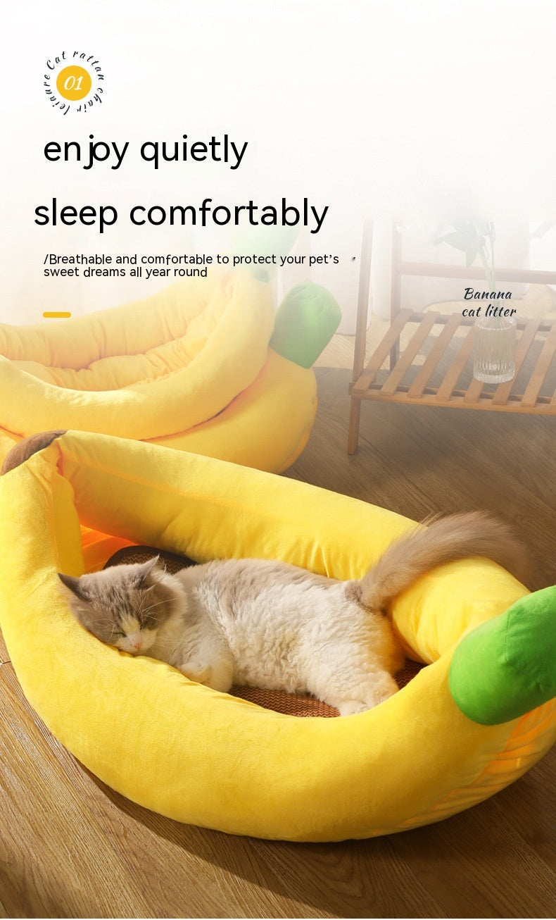 KFX-7481917 Cozy Removable and Washable Banana Nest Cushion Mat for Cats