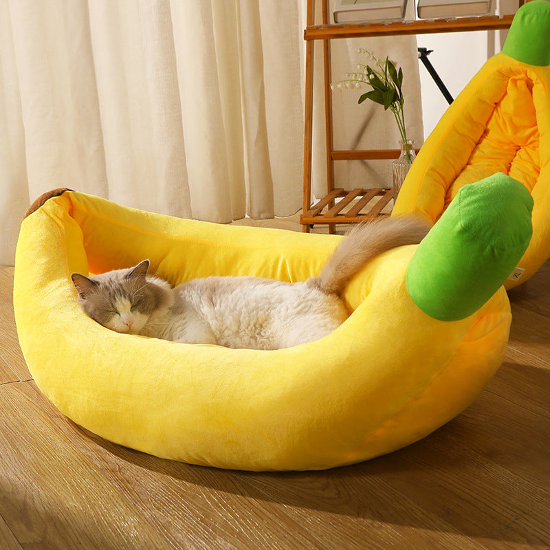KFX-7481917 Cozy Removable and Washable Banana Nest Cushion Mat for Cats
