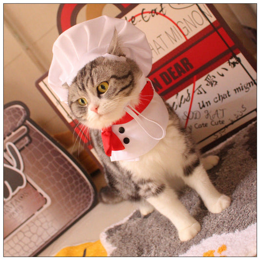 KFX-7482429 Chef Cap Pet Cloak for Dogs and Cats - Monochrome Satin Outfit