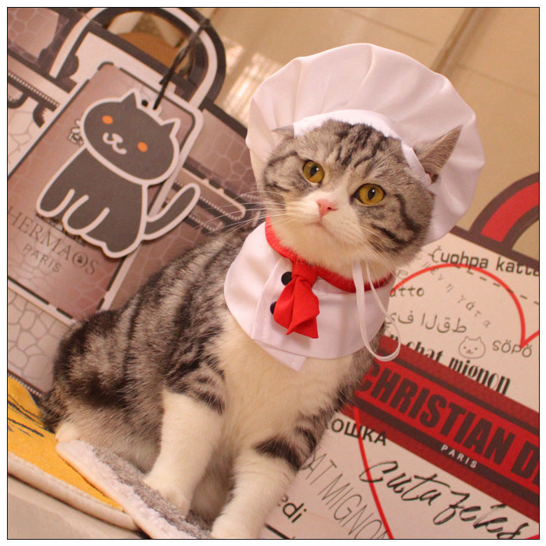 KFX-7482429 Chef Cap Pet Cloak for Dogs and Cats - Monochrome Satin Outfit