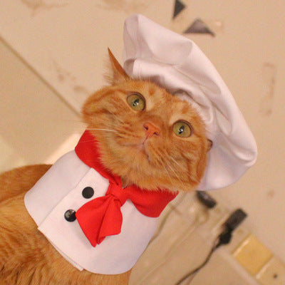 KFX-7482429 Chef Cap Pet Cloak for Dogs and Cats - Monochrome Satin Outfit