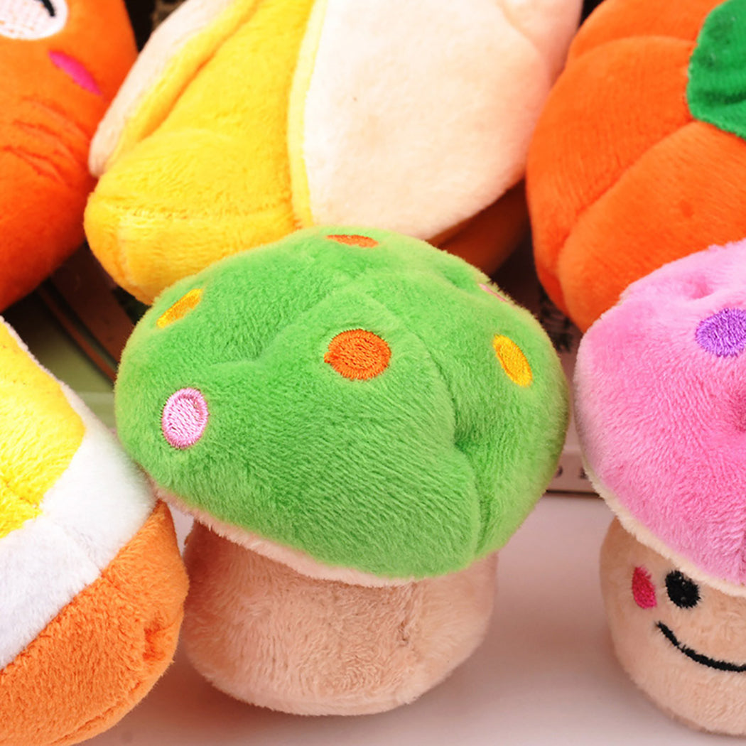 KFX-7487293 Interactive Plush Dog Chew Toy Set - 15 Soft Fruit and Cartoon Designs for Pets