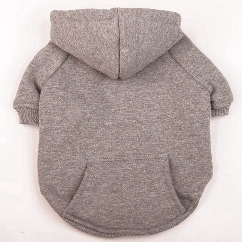 KFX-7488189 Winter Fleece Hooded Dog Sweater - Solid Color Cotton Jacket for Pets