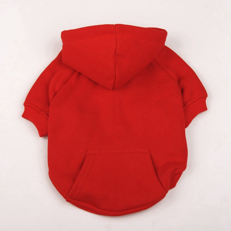 KFX-7488189 Winter Fleece Hooded Dog Sweater - Solid Color Cotton Jacket for Pets