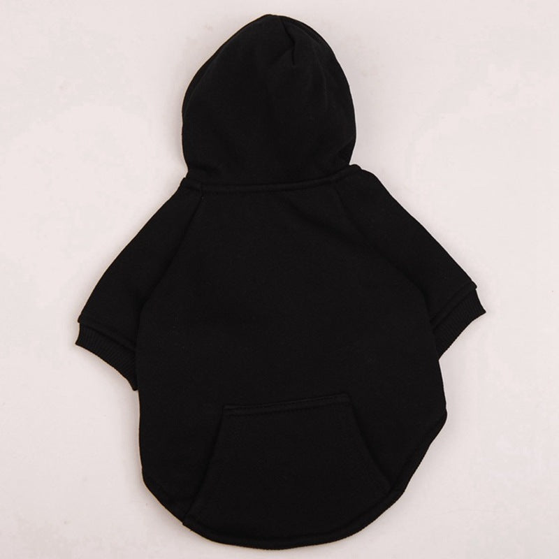 KFX-7488189 Winter Fleece Hooded Dog Sweater - Solid Color Cotton Jacket for Pets