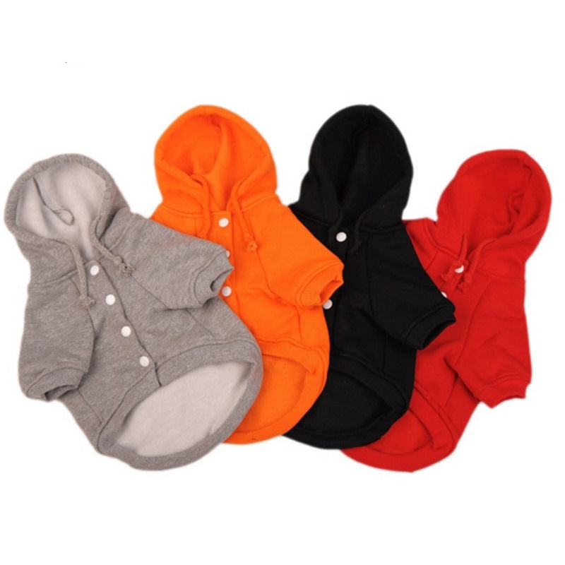 KFX-7488189 Winter Fleece Hooded Dog Sweater - Solid Color Cotton Jacket for Pets