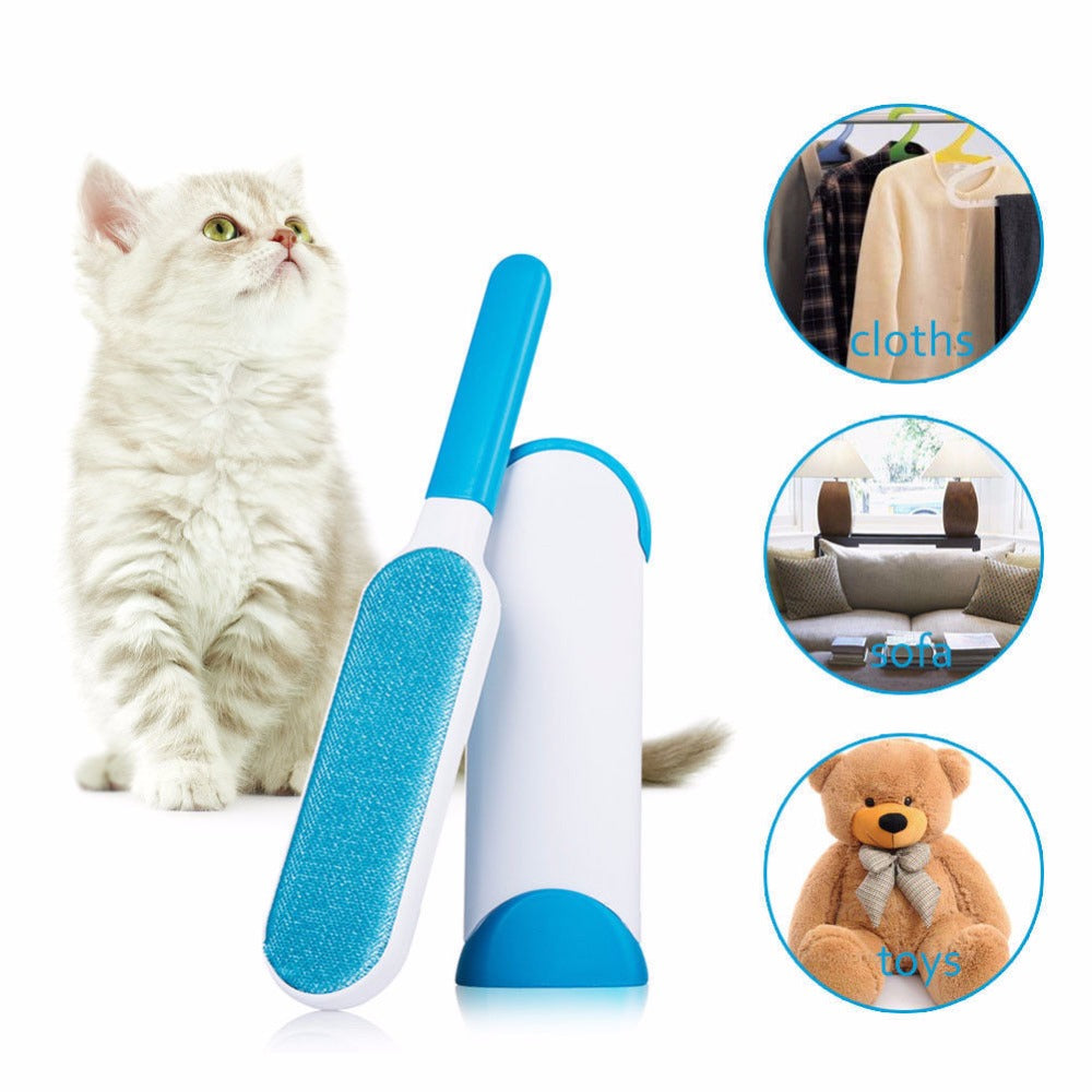 KFX-7489213 Pet Hair Removal Comb with Self-Cleaning Base and Double-Sided Lint Brush