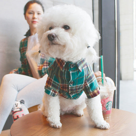KFX-7491773 Matching Pet and Owner Plaid Shirts - Cotton, Comfortable Fit for All Sizes