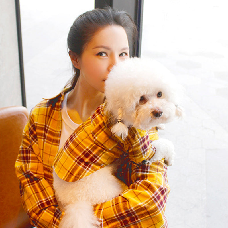 KFX-7491773 Matching Pet and Owner Plaid Shirts - Cotton, Comfortable Fit for All Sizes