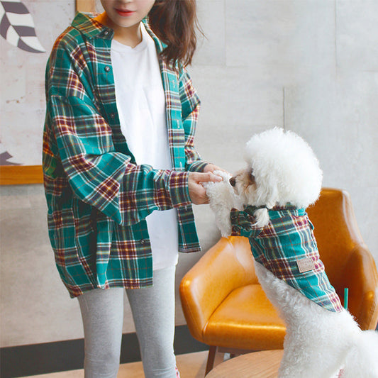 KFX-7491773 Matching Pet and Owner Plaid Shirts - Cotton, Comfortable Fit for All Sizes