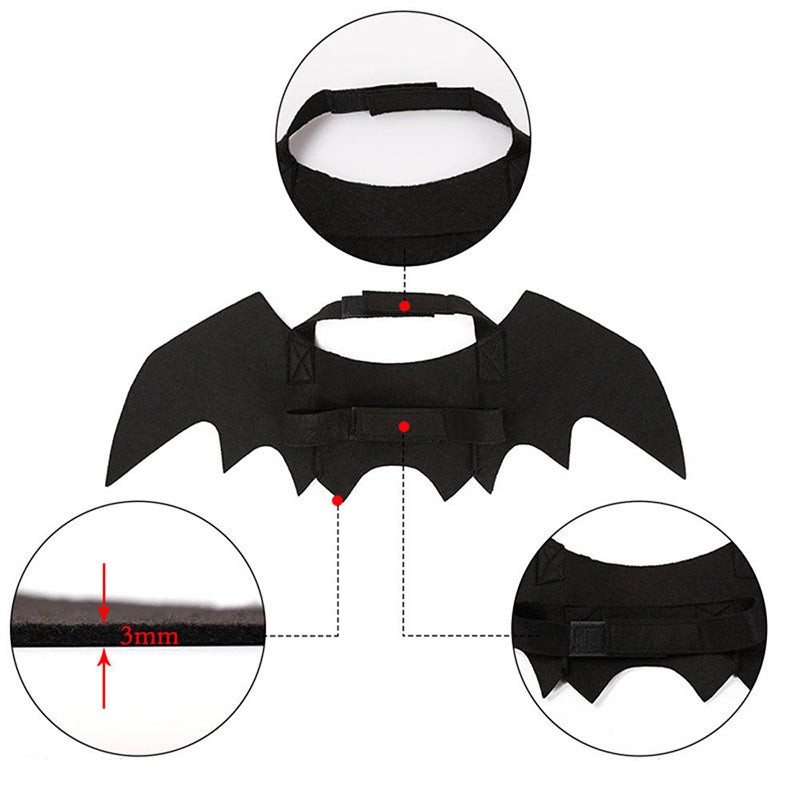 KFX-7493053 Halloween Bat Wings for Cats and Small Dogs - Lightweight Felt Costume Accessory
