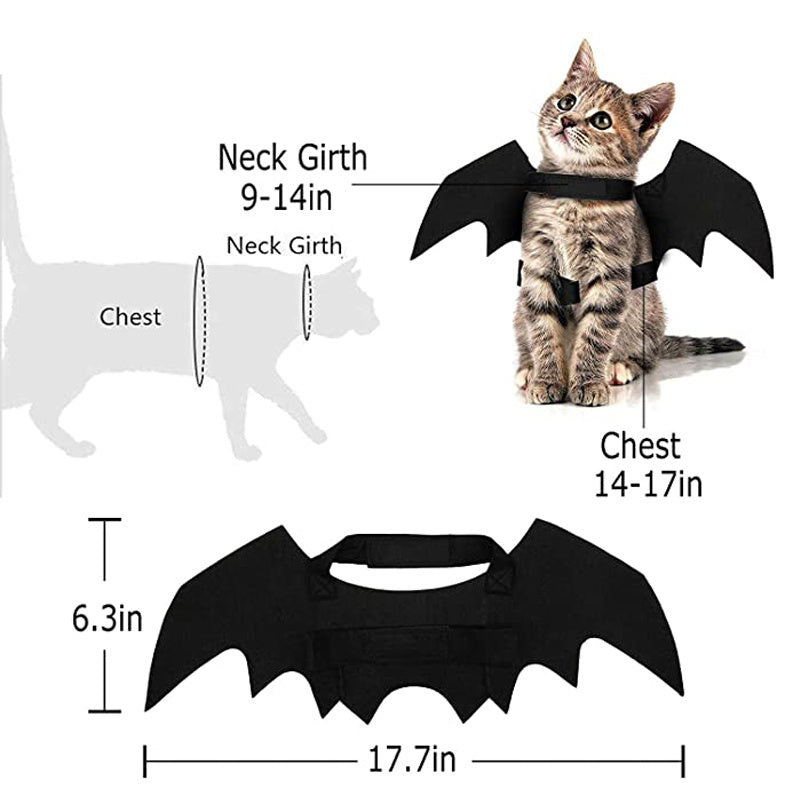 KFX-7493053 Halloween Bat Wings for Cats and Small Dogs - Lightweight Felt Costume Accessory