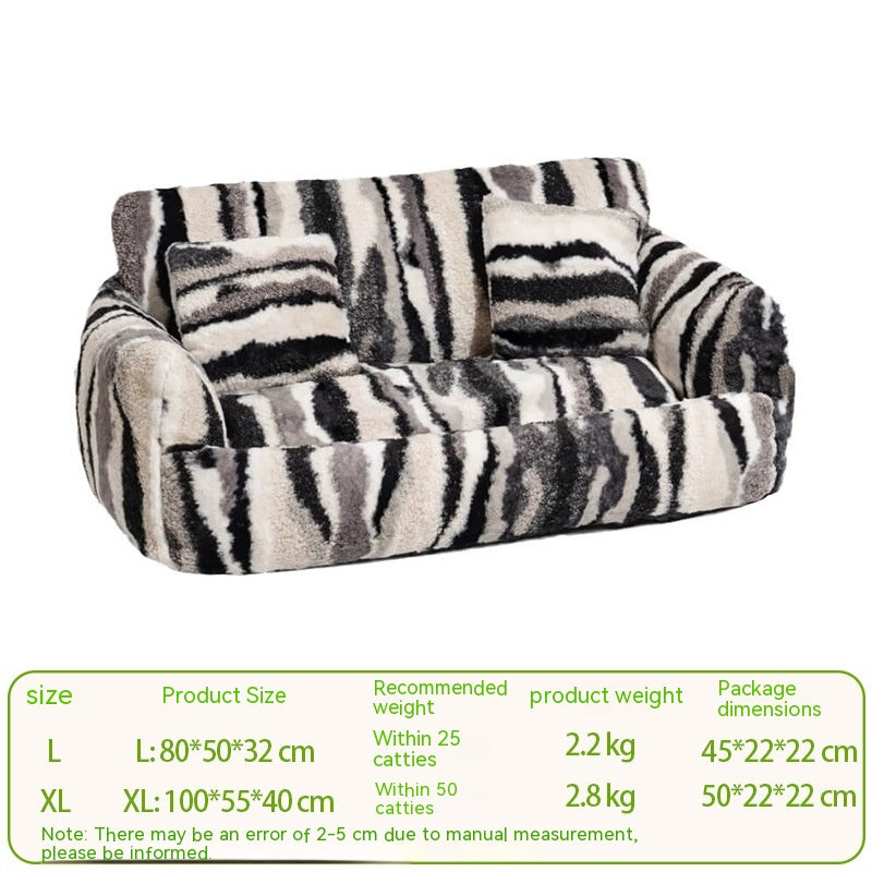 KFX-7493437 Removable and Washable Plush Doghouse for All Seasons - Beige Brown and Black White Options
