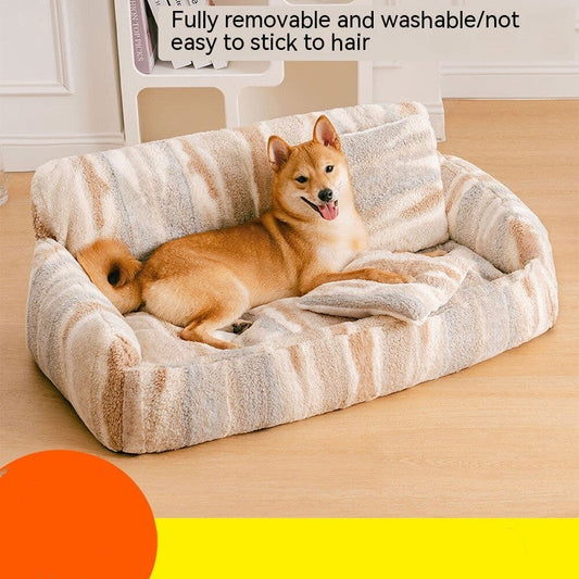 KFX-7493437 Removable and Washable Plush Doghouse for All Seasons - Beige Brown and Black White Options