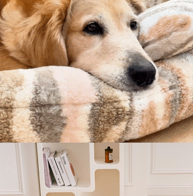 KFX-7493437 Removable and Washable Plush Doghouse for All Seasons - Beige Brown and Black White Options
