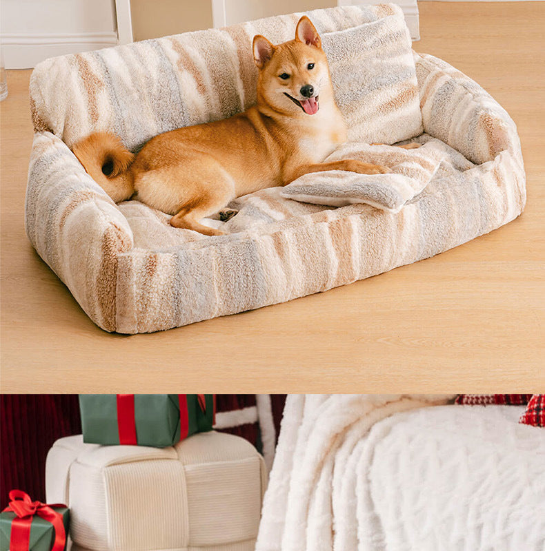 KFX-7493437 Removable and Washable Plush Doghouse for All Seasons - Beige Brown and Black White Options