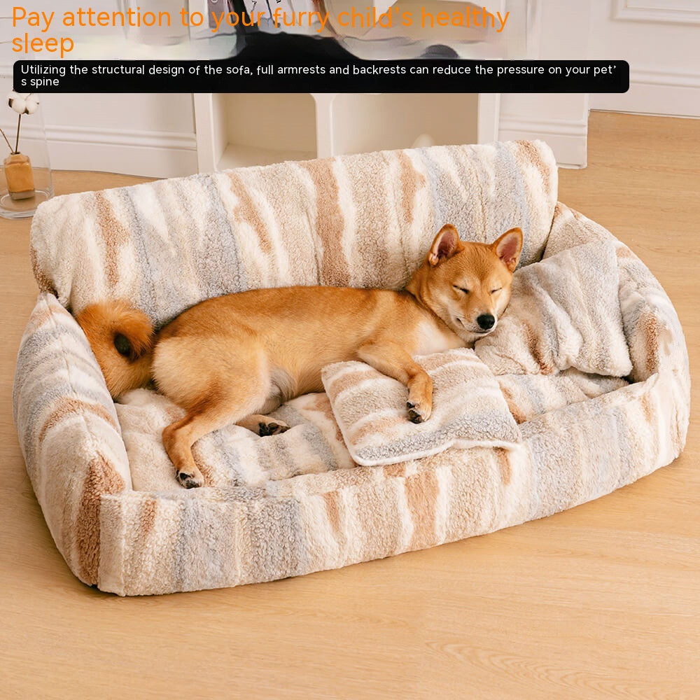 KFX-7493437 Removable and Washable Plush Doghouse for All Seasons - Beige Brown and Black White Options