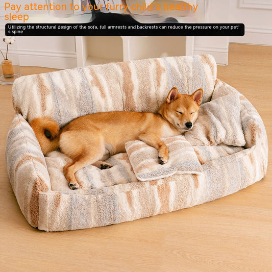 KFX-7493437 Removable and Washable Plush Doghouse for All Seasons - Beige Brown and Black White Options
