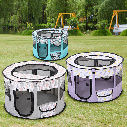 KFX-7498173 Foldable Pet Tent for Dogs and Cats - Color Blocked Oxford Cloth Design