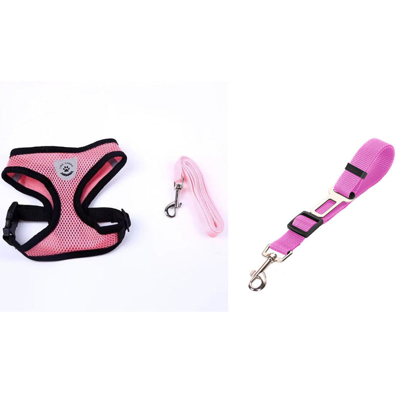 KFX-7498941 Breathable Mesh Pet Car Seat Belt Leash for Safe Walks in Any Weather