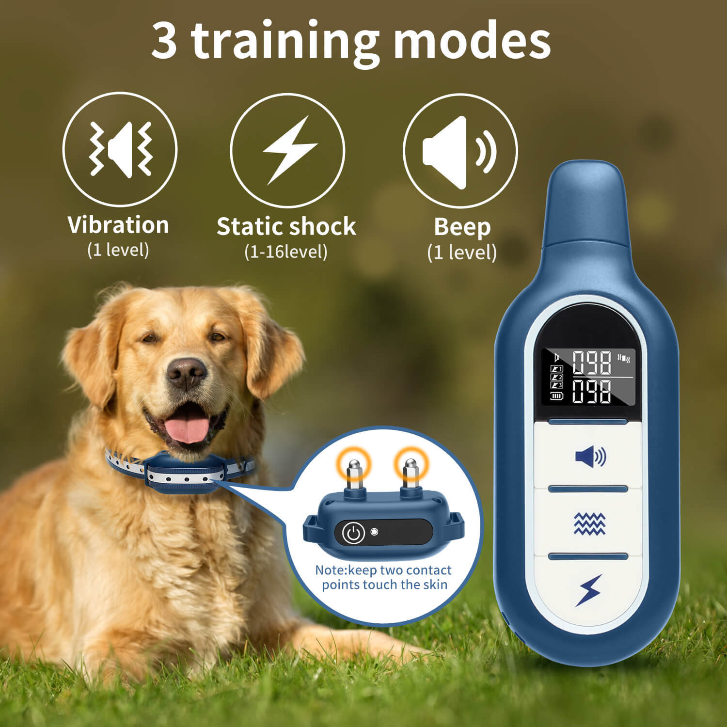 KFX-7502397 Remote Control Dog Trainer with Vibration and Shock Function, ABS Material Collar
