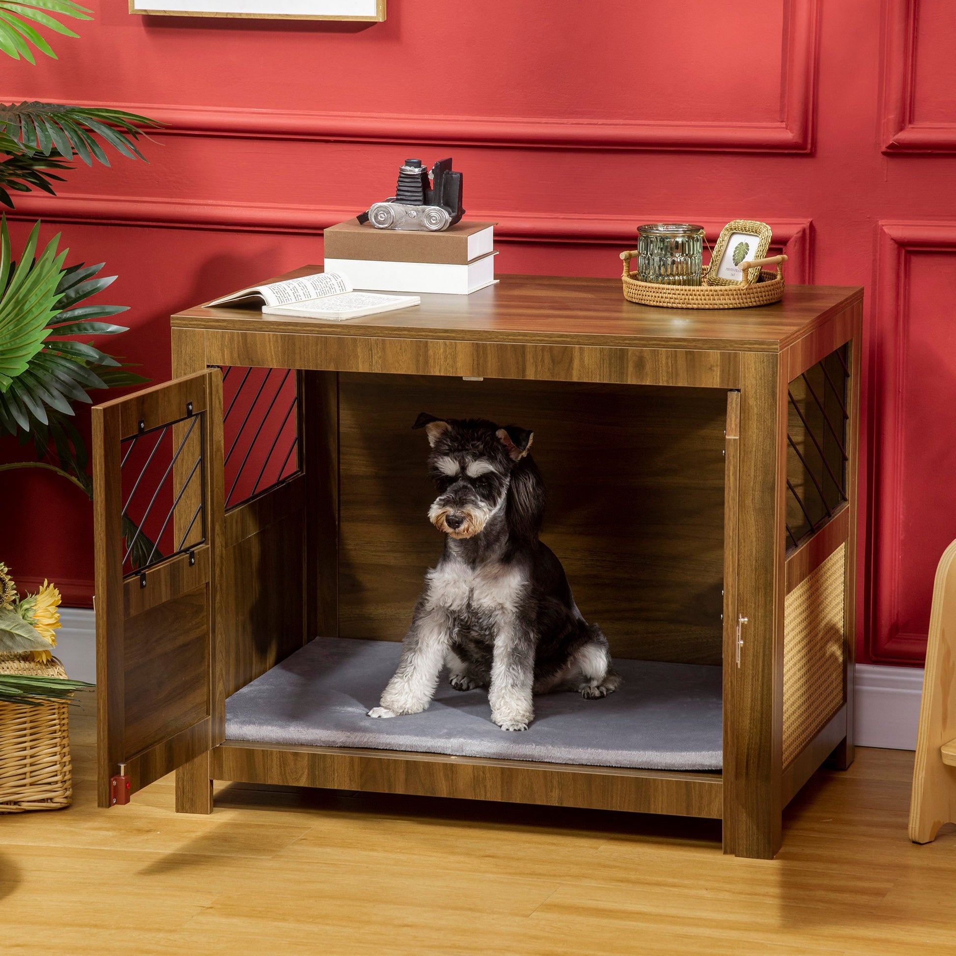 KFX-7502781 Decorative Dog Crate Furniture with Soft Cushion for Small to Medium Dogs