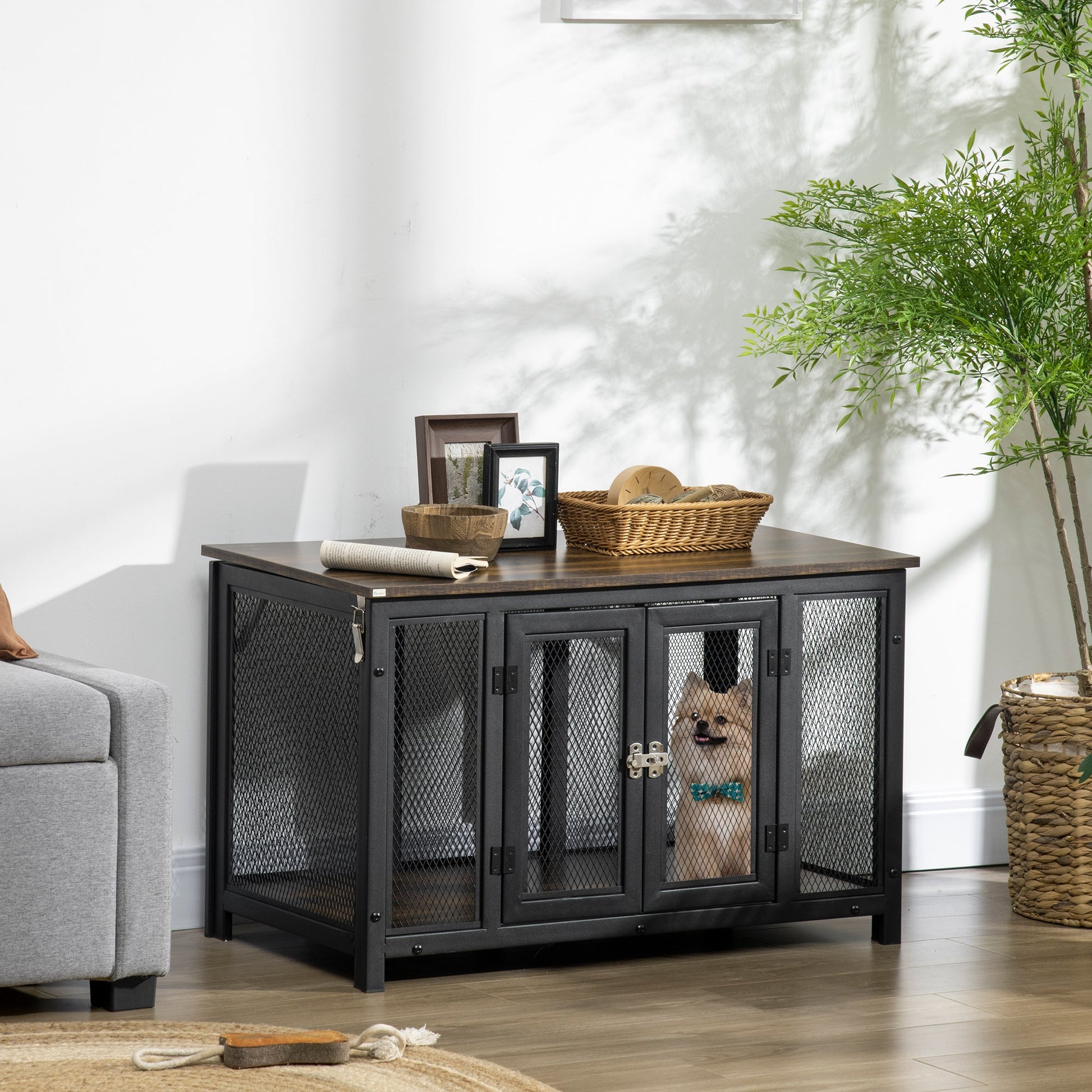 KFX-7502781 Decorative Dog Crate Furniture with Soft Cushion for Small to Medium Dogs