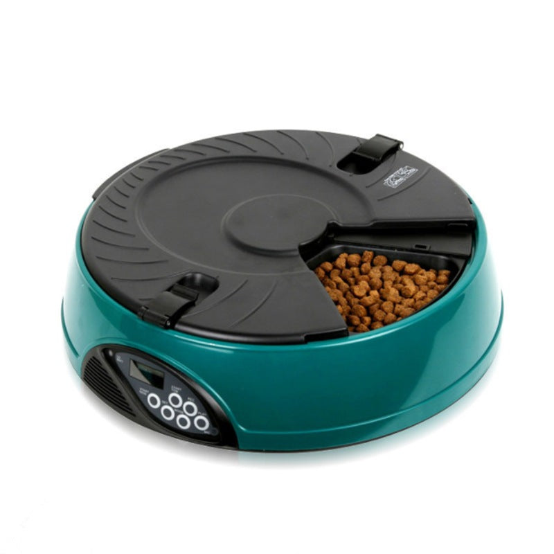 KFX-7502909 Automatic Pet Feeder with Voice Recorder and 6 Meal Capacity, Four Timer Settings, Easy to Clean Design