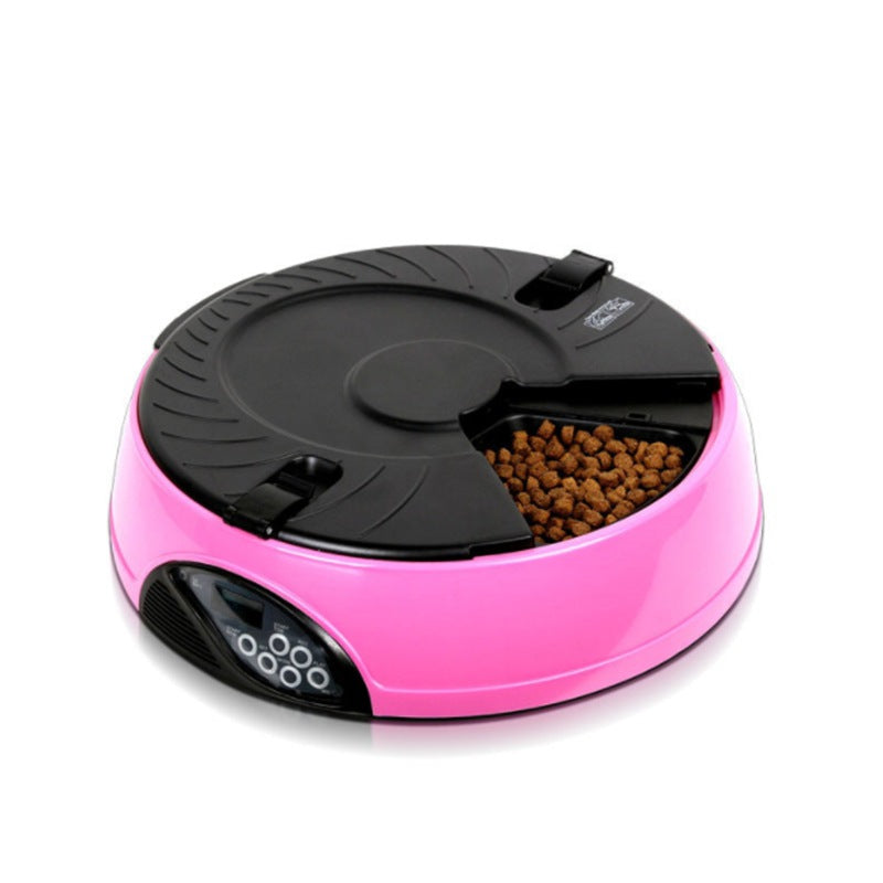 KFX-7502909 Automatic Pet Feeder with Voice Recorder and 6 Meal Capacity, Four Timer Settings, Easy to Clean Design