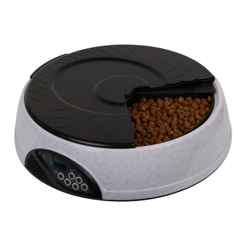 KFX-7502909 Automatic Pet Feeder with Voice Recorder and 6 Meal Capacity, Four Timer Settings, Easy to Clean Design