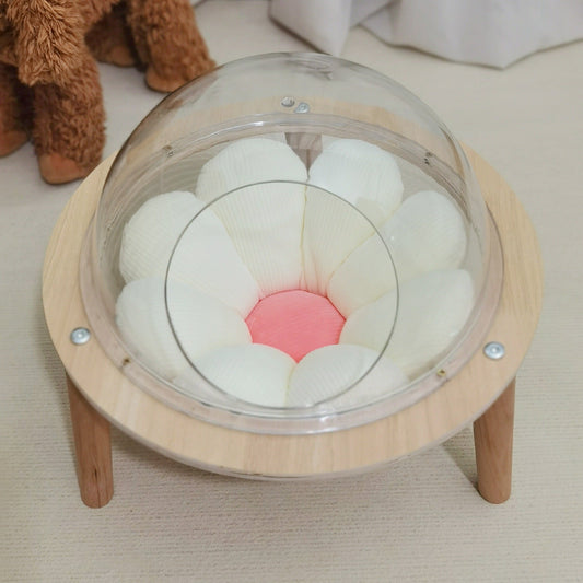 KFX-7503165 Transparent Space Capsule Cat Nest Sphere - Cozy Plastic Bed for Cats with 30cm Diameter