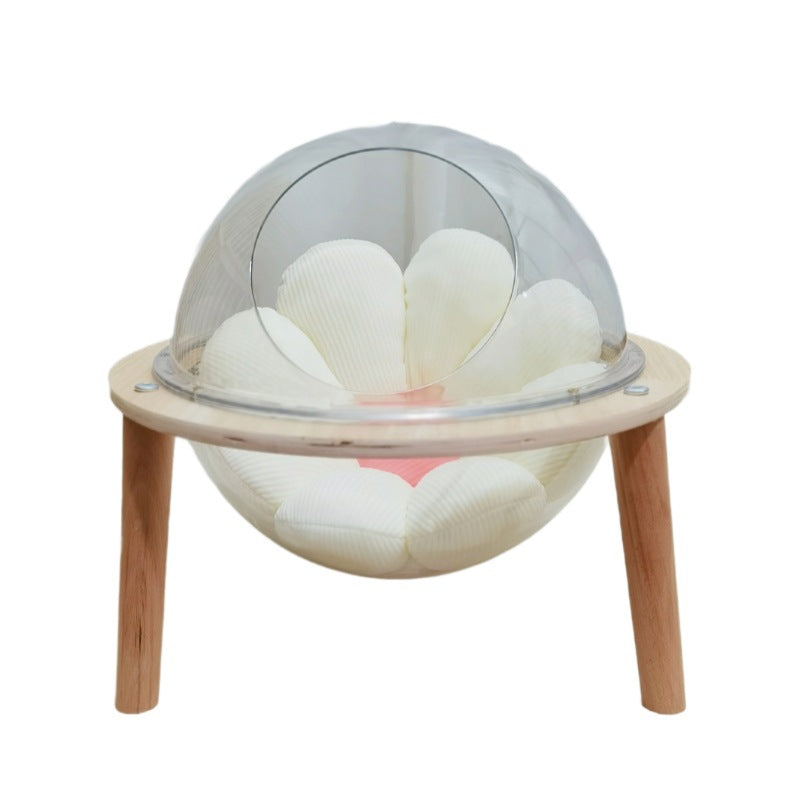 KFX-7503165 Transparent Space Capsule Cat Nest Sphere - Cozy Plastic Bed for Cats with 30cm Diameter