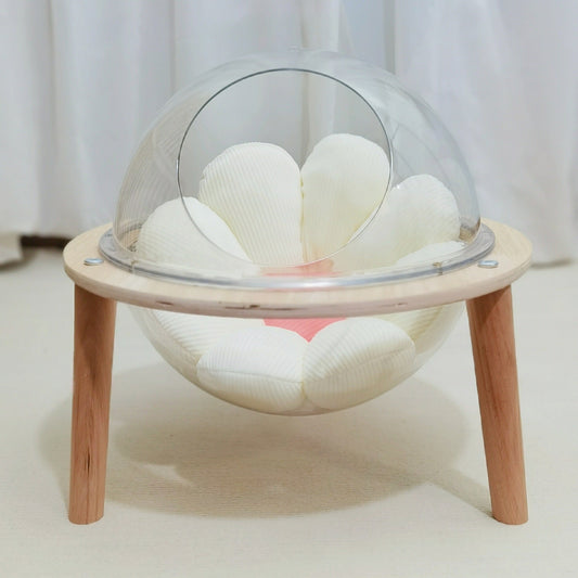 KFX-7503165 Transparent Space Capsule Cat Nest Sphere - Cozy Plastic Bed for Cats with 30cm Diameter
