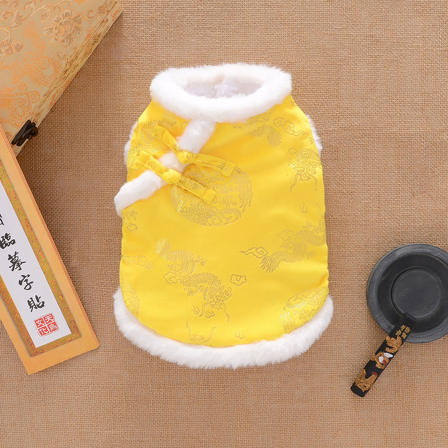 KFX-7503549 Winter Thicken Warm Dog Clothes Tang Suit - Lucky Deer & Dragon Phoenix Designs