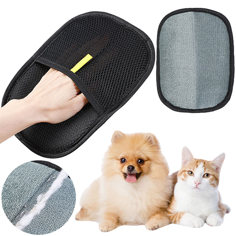 KFX-7503933 Dual-Sided Pet Grooming Gloves for Dogs and Cats - Effective Hair Remover and Deshedding Tool