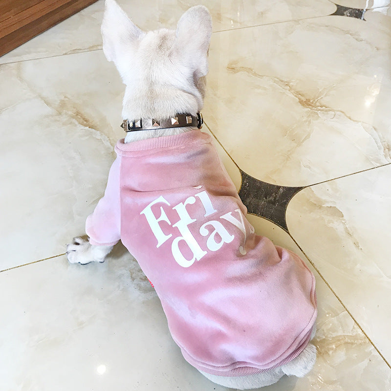 KFX-7504189 Double-Sided Gold Velvet Dog Sweatshirt for Cold Weather, Available in Various Colors and Sizes