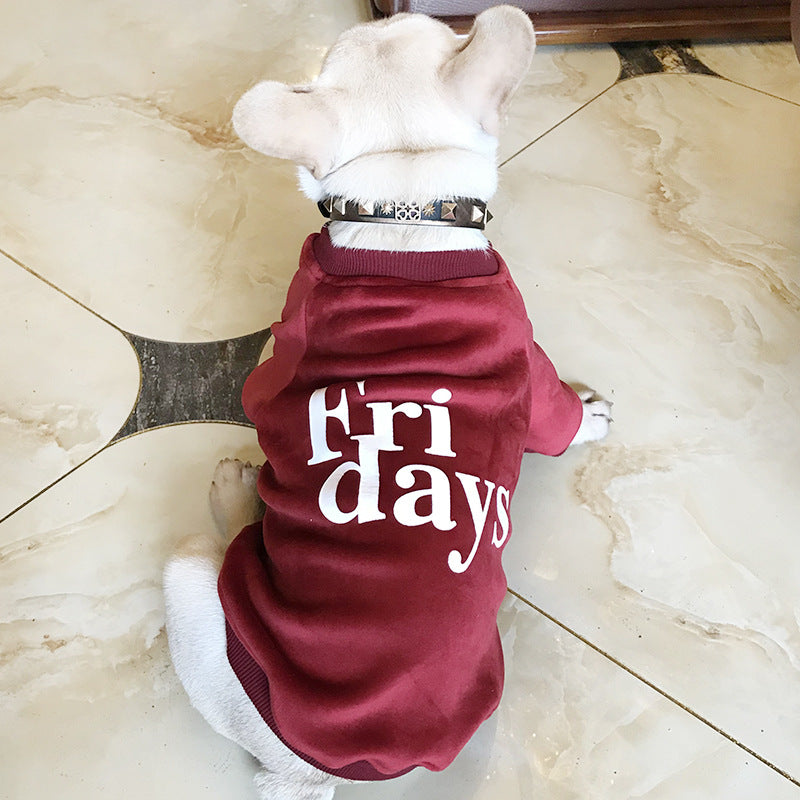 KFX-7504189 Double-Sided Gold Velvet Dog Sweatshirt for Cold Weather, Available in Various Colors and Sizes