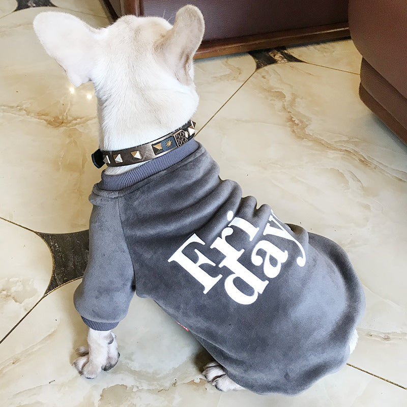 KFX-7504189 Double-Sided Gold Velvet Dog Sweatshirt for Cold Weather, Available in Various Colors and Sizes