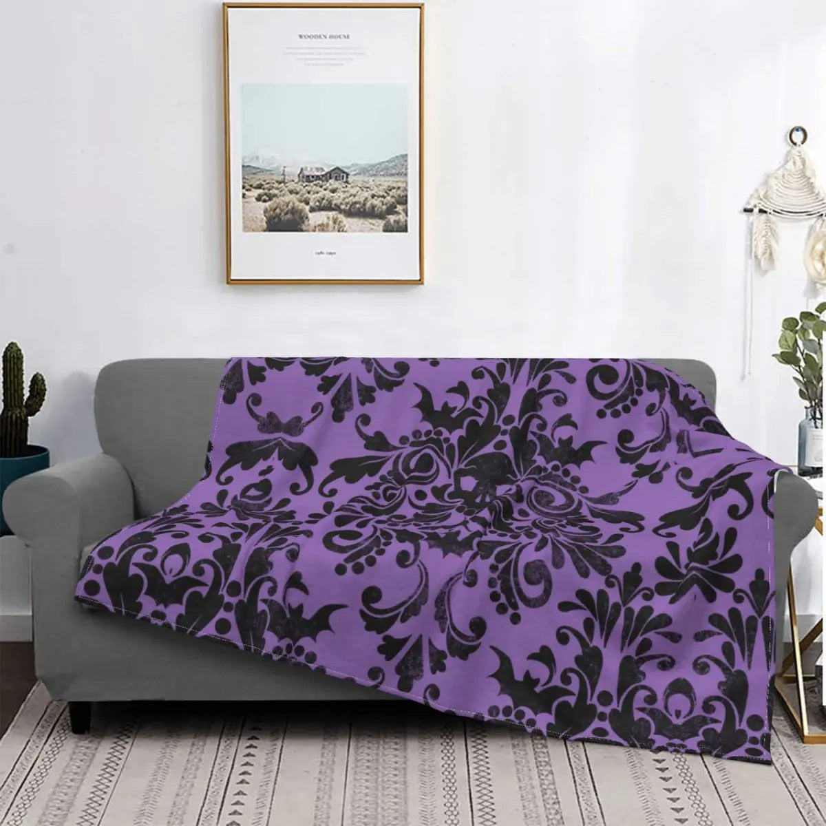 KFX-7505725 Gothic Geometric Pattern Flannel Blanket for All Seasons, Multiple Sizes Available