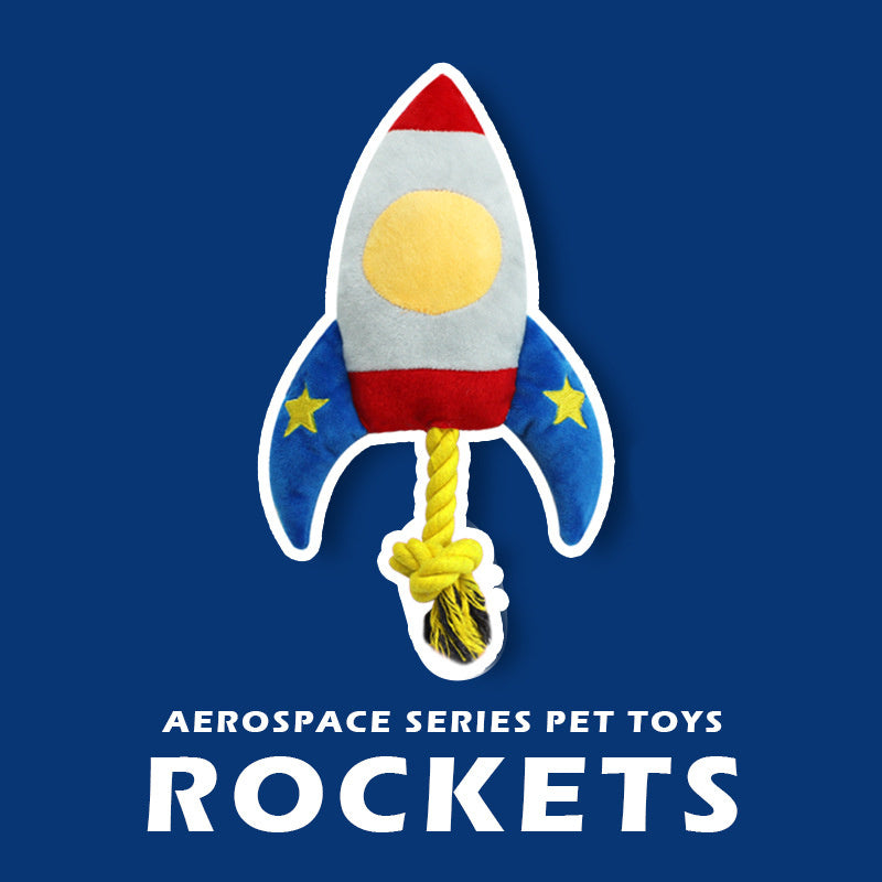 KFX-7506365 Durable Plush Dog and Cat Toy - Airplane/Rocket Shape, Bite-Resistant, Sound Feature, Teething & Dental Care