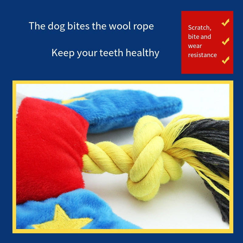 KFX-7506365 Durable Plush Dog and Cat Toy - Airplane/Rocket Shape, Bite-Resistant, Sound Feature, Teething & Dental Care