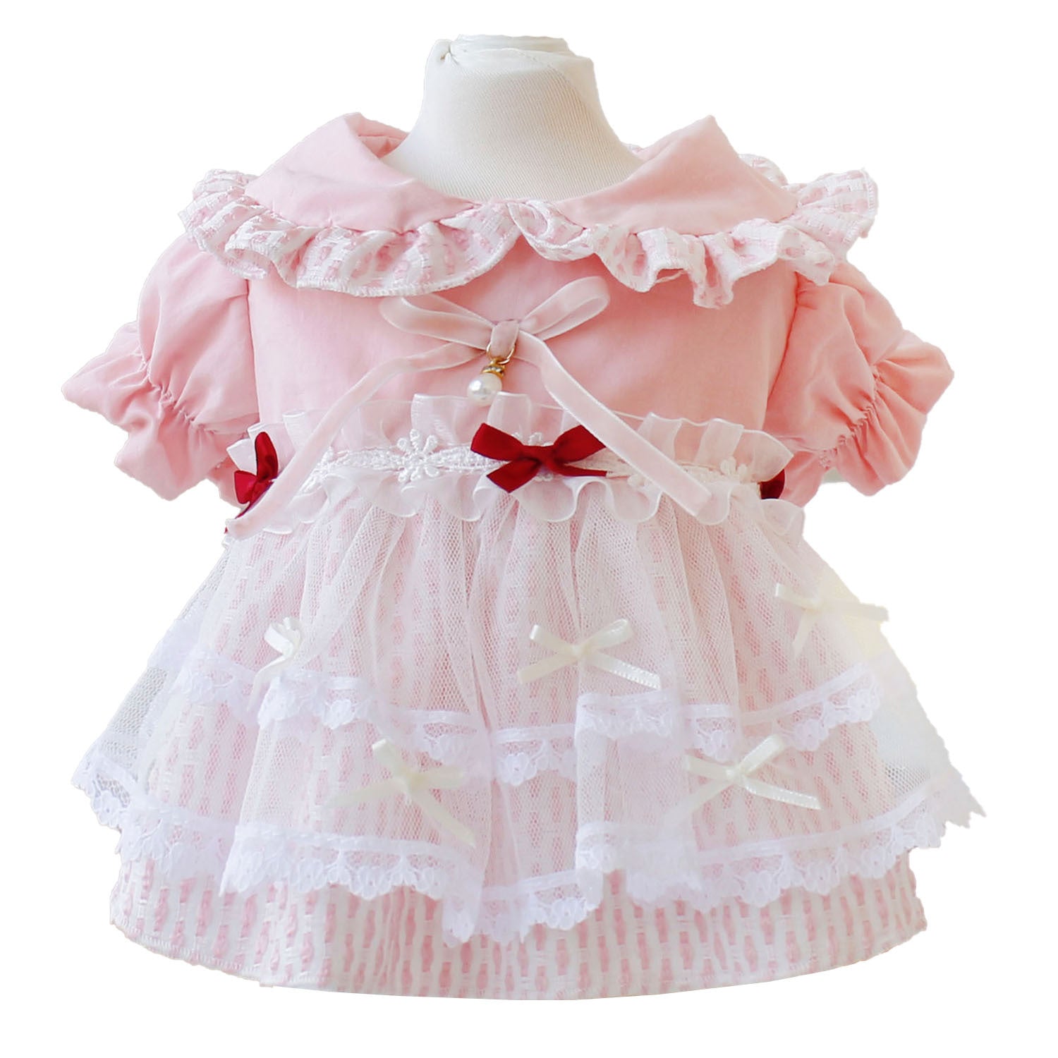 KFX-7506493 Pink Cloud Pattern Dog Dress - Cotton Princess Style, Sizes XS to XL