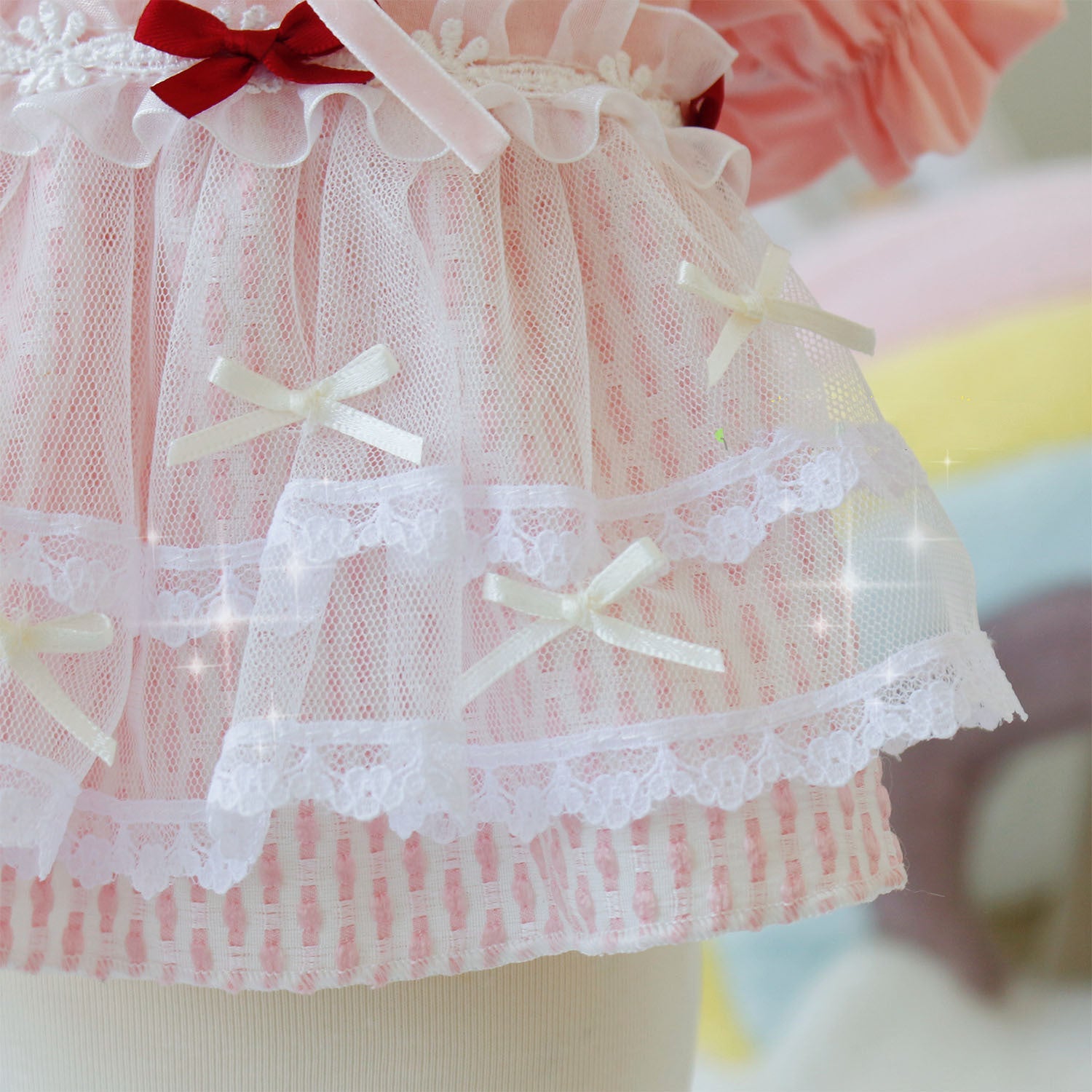KFX-7506493 Pink Cloud Pattern Dog Dress - Cotton Princess Style, Sizes XS to XL