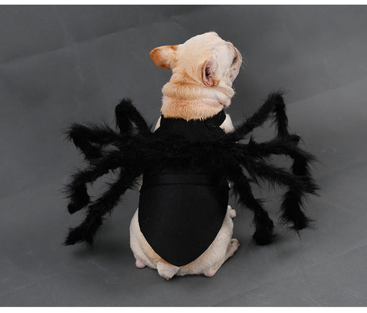 KFX-7507261 Plush Spider Costume Dress for Dogs and Cats – Black Felt Cloth, Multiple Sizes