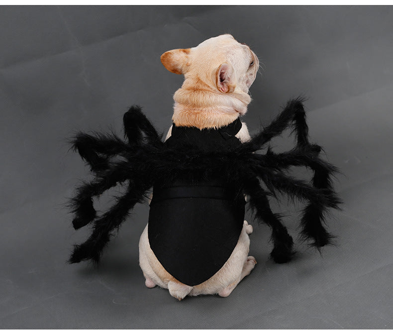 KFX-7507261 Plush Spider Costume Dress for Dogs and Cats – Black Felt Cloth, Multiple Sizes