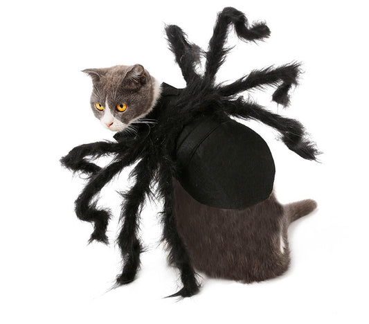KFX-7507261 Plush Spider Costume Dress for Dogs and Cats – Black Felt Cloth, Multiple Sizes