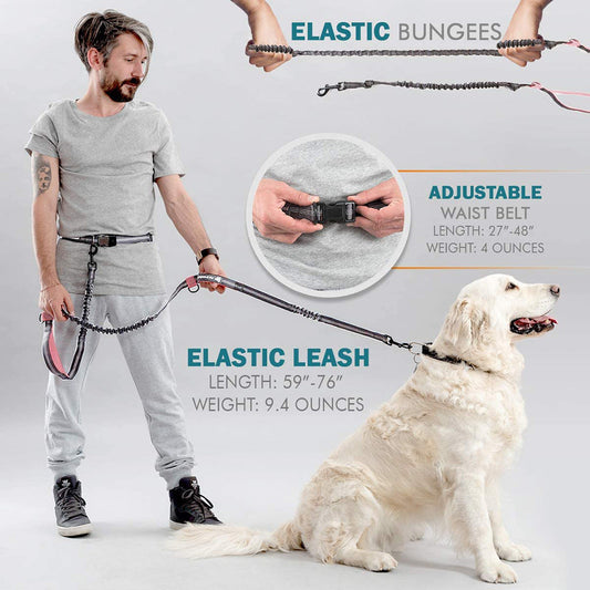 KFX-7508669 Portable Nylon Pet Leash for Running and Traction - Multi-Color Options, 1.4m to 2.0m Stretching Length