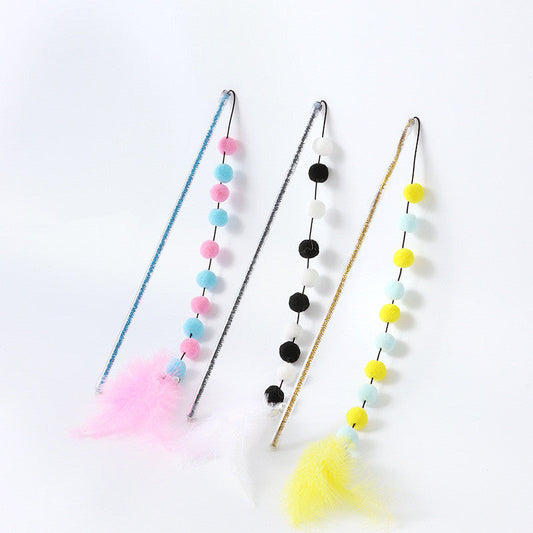 KFX-7509693 Interactive Cat Toy with Plush Ball and Feather Teaser Stick
